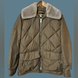 Tempco Goose Down Insulated Puffer Jacket with a faux fur collar.